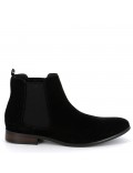 Faux suede ankle boot with elastic insert