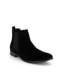 Faux suede ankle boot with elastic insert