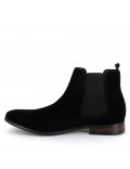 Faux suede ankle boot with elastic insert