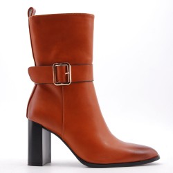 Faux leather ankle boot