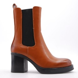 Faux leather ankle boot