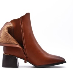 Faux leather ankle boot