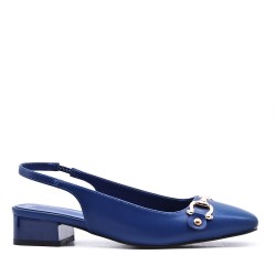 Low-heel sandal in mixed materials for women