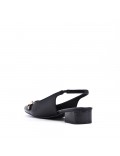 Low-heel sandal in mixed materials for women