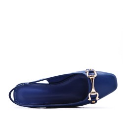 Low-heel sandal in mixed materials for women