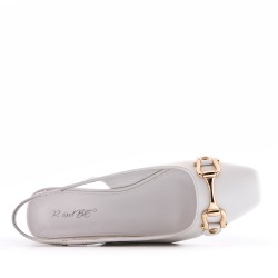 Low-heel sandal in mixed materials for women