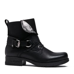 Faux leather ankle boot