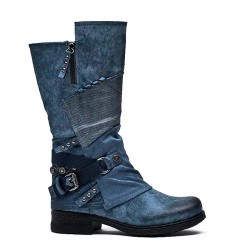 Botte en mix matières pour l\'automne et l\'hiver