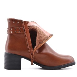 Faux leather ankle boot