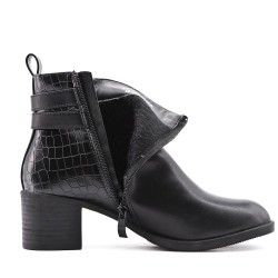 Faux leather ankle boot