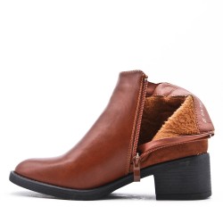 Faux leather ankle boot