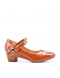 Leatherette pump with heels