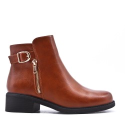 Faux leather ankle boot