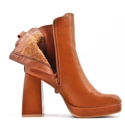 Faux leather ankle boot