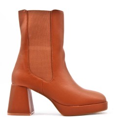 Faux leather ankle boot