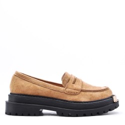 Mocassin en simili daim pour femme