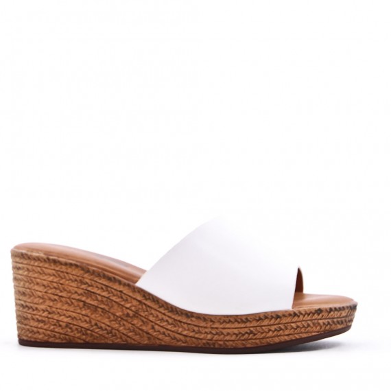 Faux leather wedge sandal