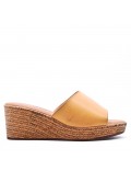 Faux leather wedge sandal