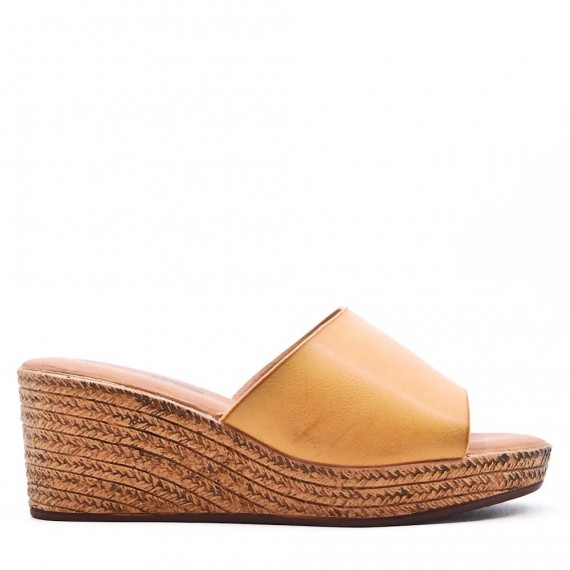 Faux leather wedge sandal