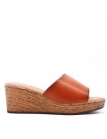 Faux leather wedge sandal