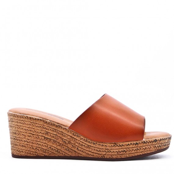 Faux leather wedge sandal