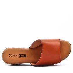 Faux leather wedge sandal