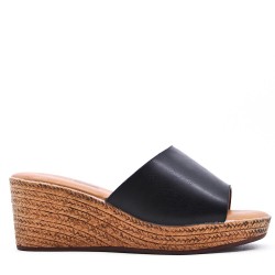 Faux leather wedge sandal