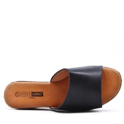 Sandale compensée en simili cuir