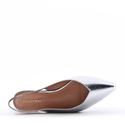Low-heel sandal in mixed materials for women