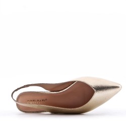 Low-heel sandal in mixed materials for women