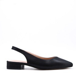 Low-heel sandal in mixed materials for women