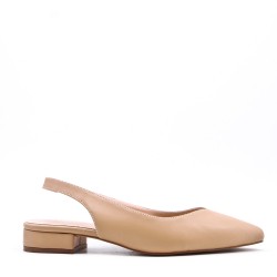 Low-heel sandal in mixed materials for women