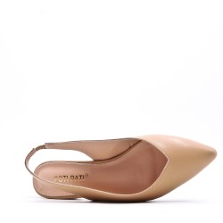 Low-heel sandal in mixed materials for women