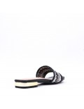 Low-heel sandal in mixed materials for women