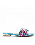 Low-heel sandal in mixed materials for women