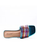 Low-heel sandal in mixed materials for women