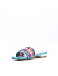 Low-heel sandal in mixed materials for women