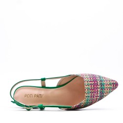 Low-heel sandal in mixed materials for women