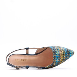 Low-heel sandal in mixed materials for women