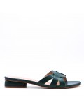 Low-heel sandal in mixed materials for women