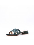 Low-heel sandal in mixed materials for women