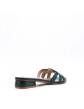 Low-heel sandal in mixed materials for women