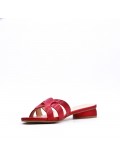 Low-heel sandal in mixed materials for women