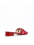 Low-heel sandal in mixed materials for women