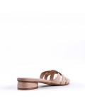 Low-heel sandal in mixed materials for women