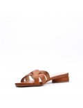 Low-heel sandal in mixed materials for women