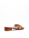 Low-heel sandal in mixed materials for women