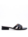 Low-heel sandal in mixed materials for women