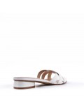 Low-heel sandal in mixed materials for women