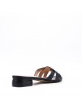 Low-heel sandal in mixed materials for women